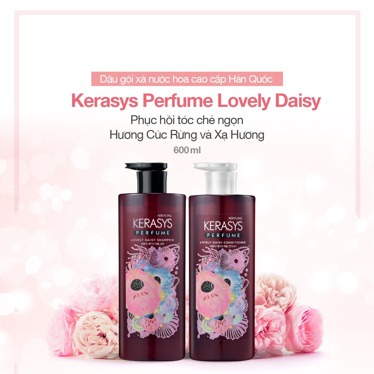 CẶP DẦU GỘI DẦU XẢ NƯỚC HOA HÀN QUỐC KERASYS PERFUME LOVELY DAISY - Ảnh 2