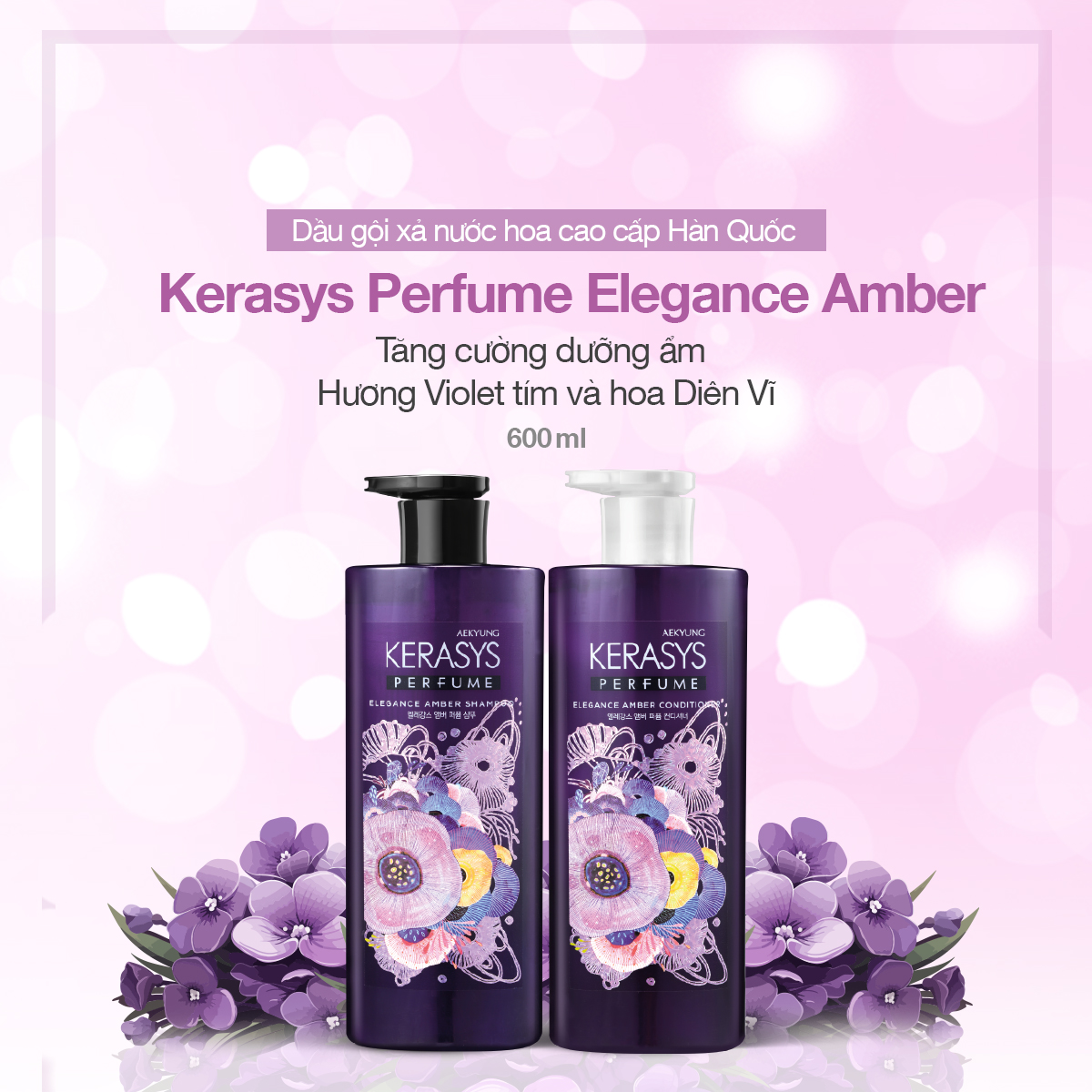 CẶP DẦU GỘI DẦU XẢ NƯỚC HOA HÀN QUỐC KERASYS PERFUME ELEGANCE AMBER - Ảnh 2