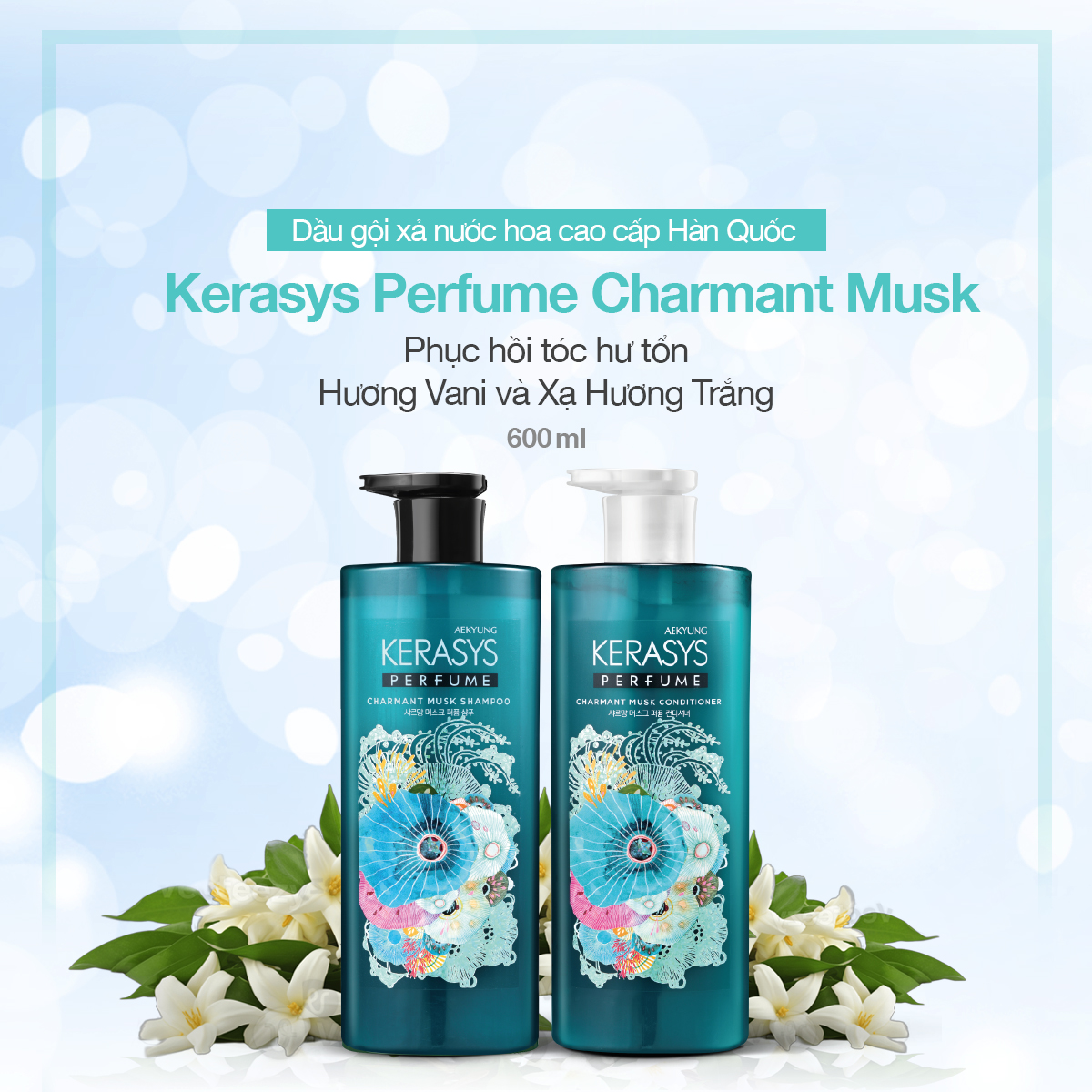CẶP DẦU GỘI DẦU XẢ NƯỚC HOA CAO CẤP HÀN QUỐC KERASYS PERFUME CHARMANT MUSK - Ảnh 2