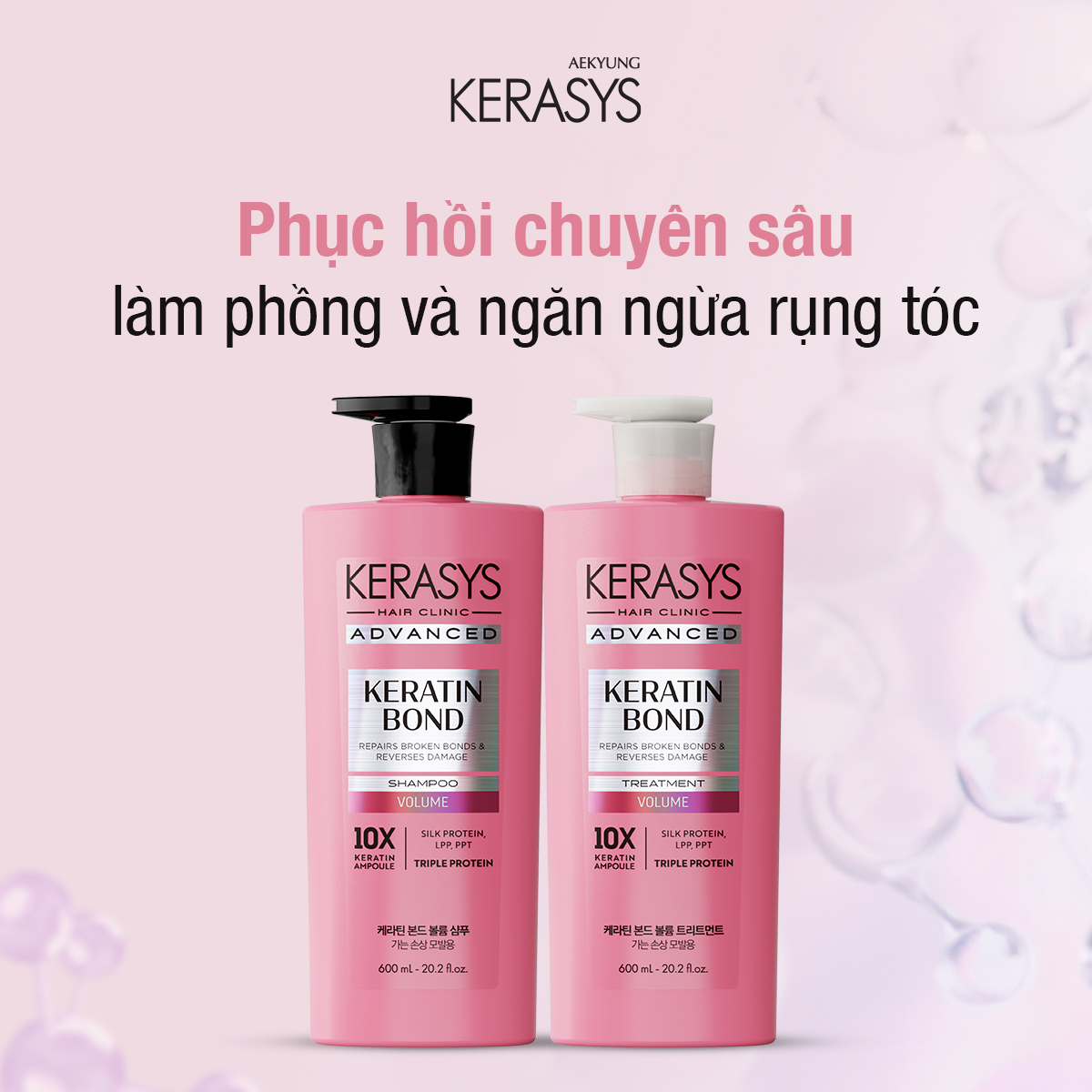 CẶP DẦU GỘI DẦU XẢ HÀN QUỐC KERASYS KERATIN BOND VOLUME - Ảnh 2