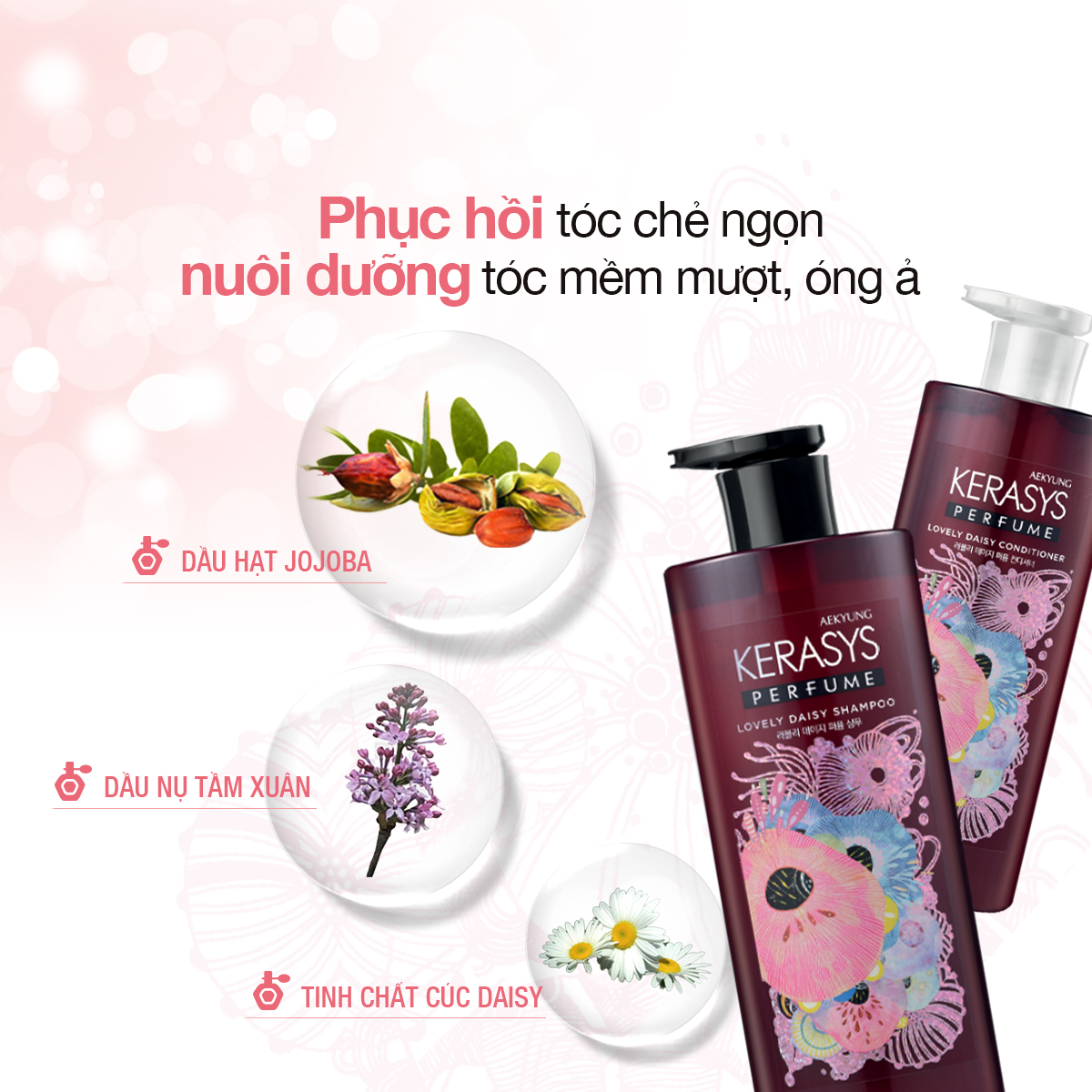 CẶP DẦU GỘI DẦU XẢ NƯỚC HOA HÀN QUỐC KERASYS PERFUME LOVELY DAISY - Ảnh 5
