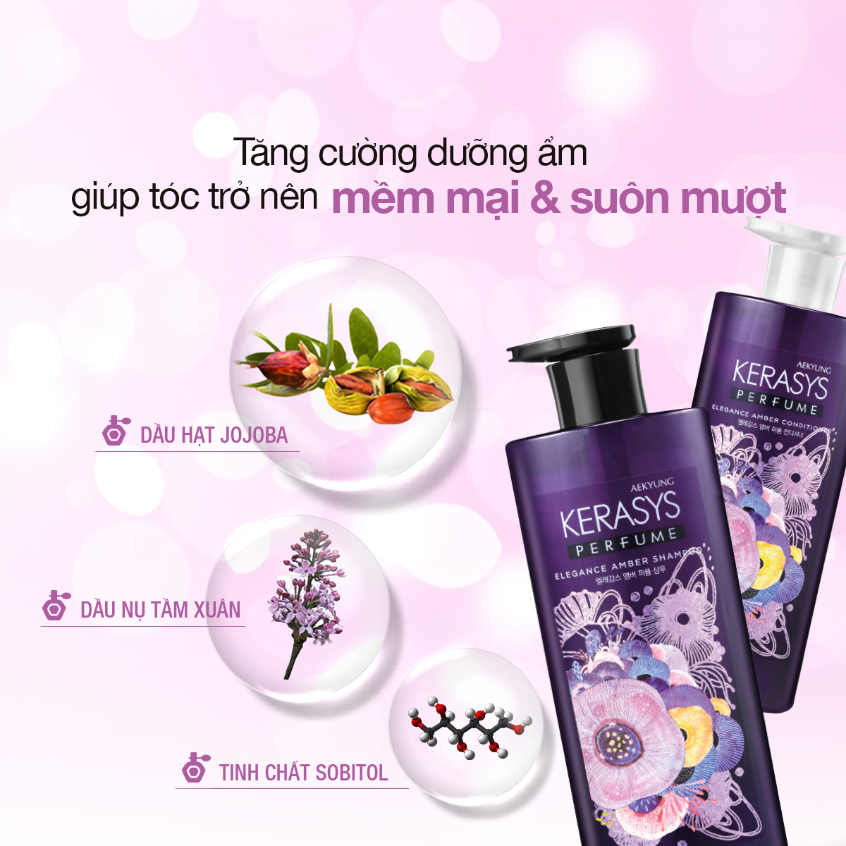 CẶP DẦU GỘI DẦU XẢ NƯỚC HOA HÀN QUỐC KERASYS PERFUME ELEGANCE AMBER - Ảnh 5