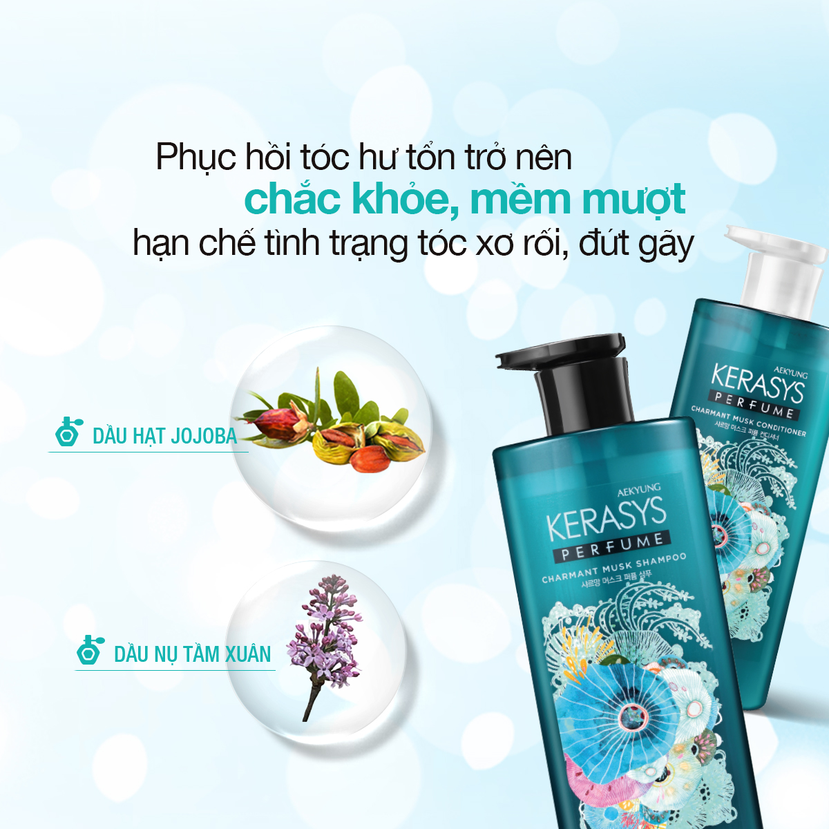 CẶP DẦU GỘI DẦU XẢ NƯỚC HOA CAO CẤP HÀN QUỐC KERASYS PERFUME CHARMANT MUSK - Ảnh 5