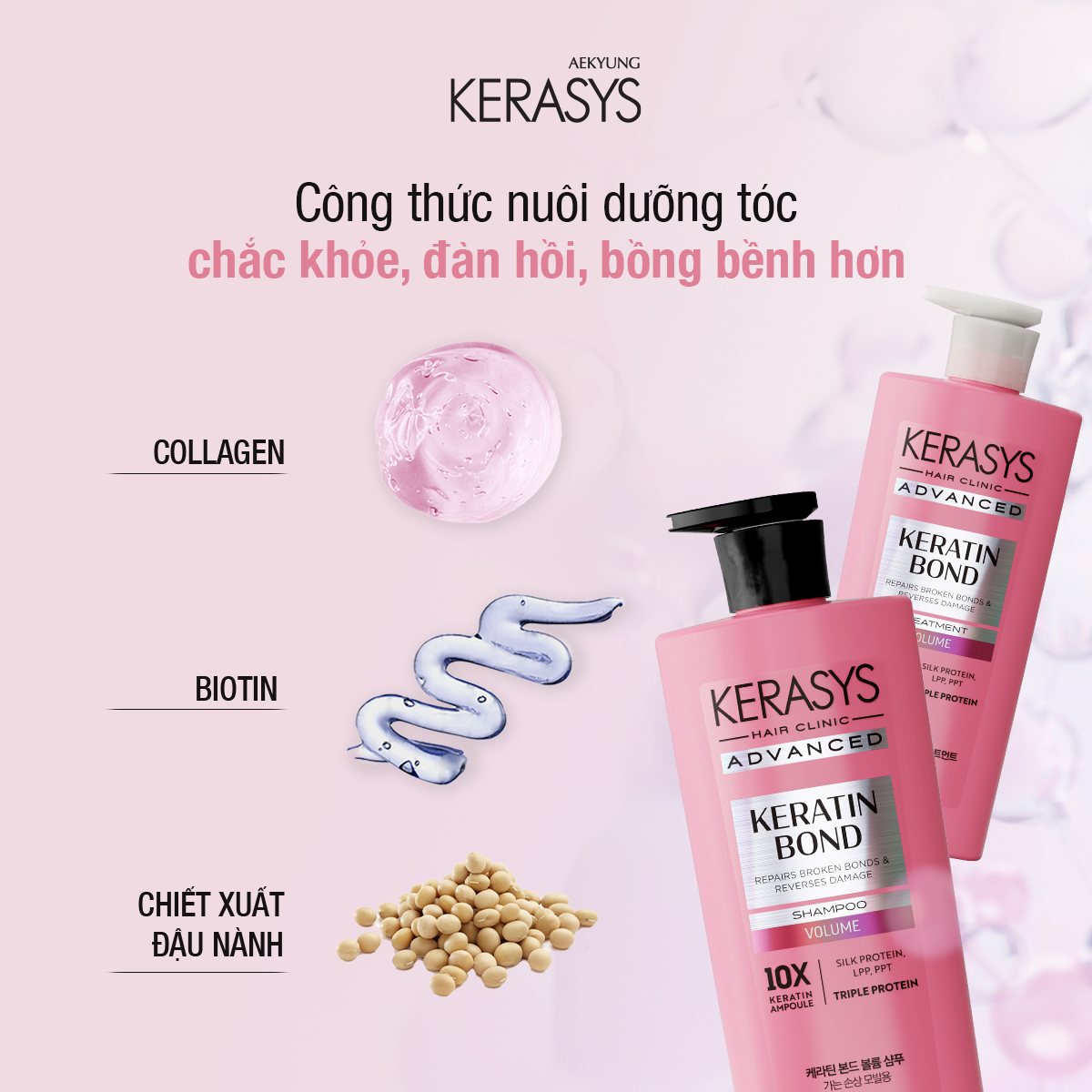 CẶP DẦU GỘI DẦU XẢ HÀN QUỐC KERASYS KERATIN BOND VOLUME - Ảnh 5