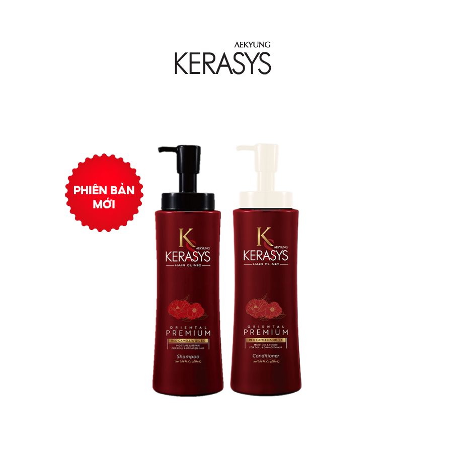 CẶP DẦU GỘI DẦU XẢ CAO CẤP HÀN QUỐC KERASYS ORIENTAL PREMIUM RED CAMELLIA EX MOISTURE REPAIR 470ml