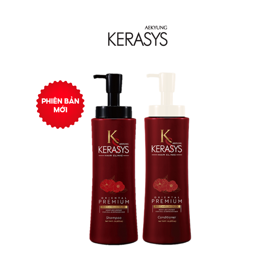 CẶP DẦU GỘI DẦU XẢ CAO CẤP HÀN QUỐC KERASYS ORIENTAL PREMIUM RED CAMELLIA EX MOISTURE REPAIR 600ml
