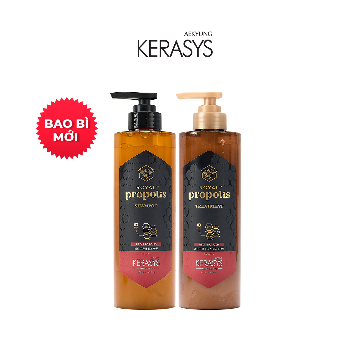 CẶP DẦU GỘI DẦU XẢ KEO ONG HÀN QUỐC KERASYS ROYAL PROPOLIS RED EX