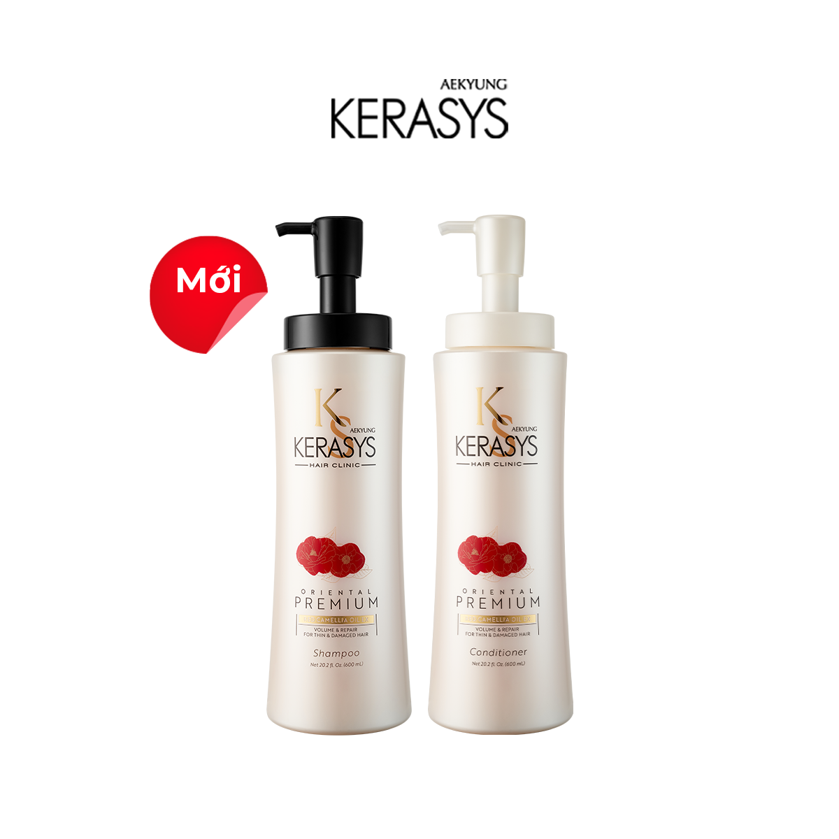 CẶP DẦU GỘI DẦU XẢ CAO CẤP HÀN QUỐC KERASYS ORIENTAL PREMIUM RED CAMELLIA EX VOLUMIZING REPAIR 600ml