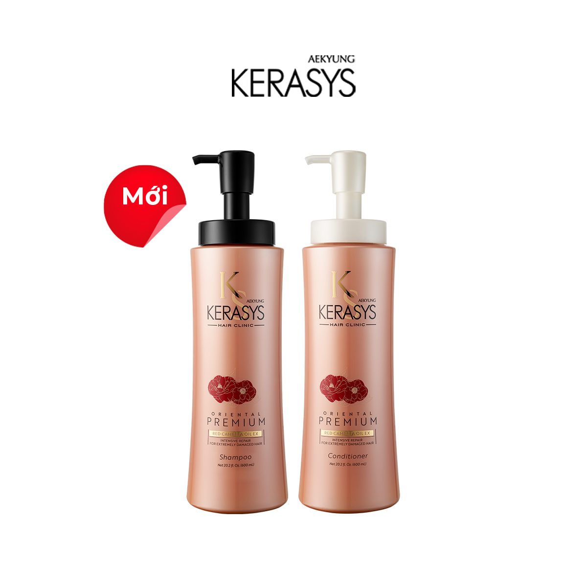 CẶP DẦU GỘI DẦU XẢ CAO CẤP HÀN QUỐC KERASYS ORIENTAL PREMIUM RED CAMELLIA EX INTENSIVE REPAIR 600ml